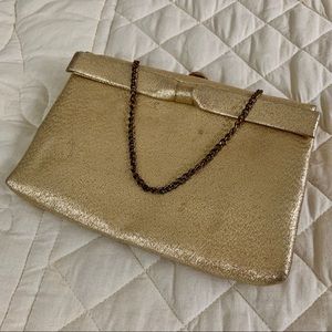 VINTAGE Circa 1950s GOLD LAME Purse w/chain strap